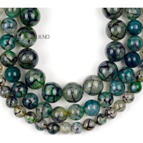 Natural Green Dragon Trace Round Beads For Jewelry Making Needlework DIY Loose Beads Necklace Bracelet Charms 6/8/10mm 15