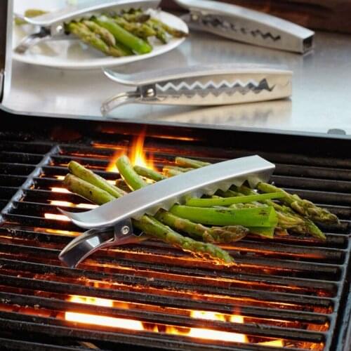 New 4pcs/set 6.25 inch Barbecue Veggie Roasting Clamp Outdoor BBQ Tong Stainless Steel Grill Clips Vegetable Grill Tongs