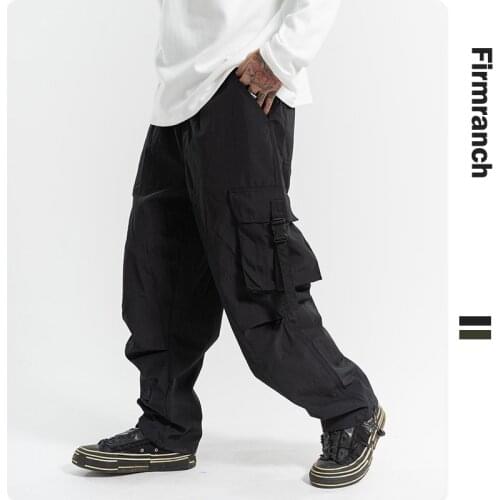 Firmranch New Men/Women Loose High Street Straigth Leg Multi Pockets Overall Long Casual Pants INS Legging Sport Cargo Pants