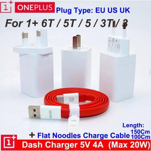 Original Oneplus 5V4A DASH Charger Oneplus 6T 6 5T 5 3T 3 Quick Fast charging Adapter USB 3.1 Type-C Data line Dash Charge Cable