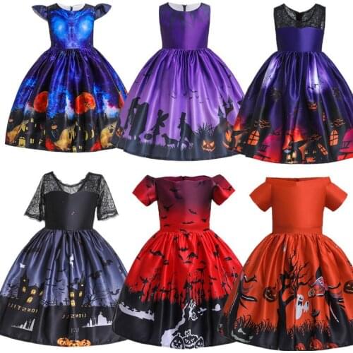 Girls Dresses Halloween Costume Girls Party Dress Children Vampire Pumpkin Witch Cosplay Princess Christmas Kids Clothing DL6054