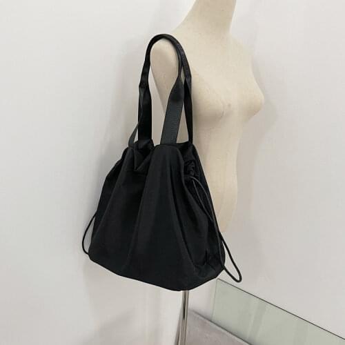 2021 New Casual Womens Bag Nylon Ladies Drawstring Bucket Bag Large Capacity Youth Handbags Japan Big Shoulder Bag Whole Sale