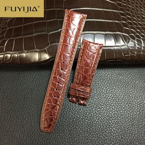FUYIJIA Custom PORTUGIESER Strap 20MM 22MM Handmade Crocodile Watchbands Genuine Alligator Watch Band Waterproof Leather Belt 19