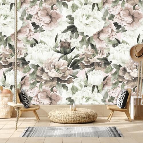 Peel and Stick Retro Peony 3d Photo Wallpaper Wall Paper Papers Home Decor Wallpapers for Living Room Background Murals Rolls