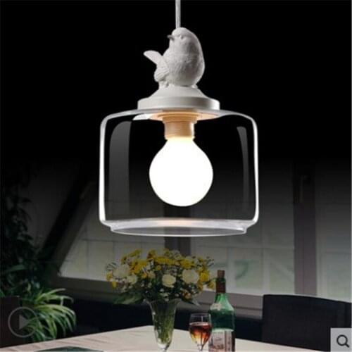 Nordic Restaurant Bar creative childrens room balcony porch stairs single head glass bird Chandelier