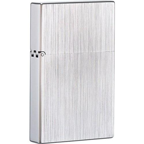 Modern and Fashionable White Steel Vertical Wire Drawing High-grade Brass Rumbling Kerosene Lighter Smoking Accessories for Weed