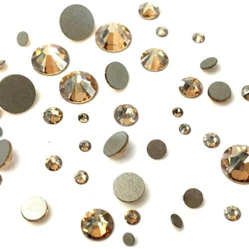 All Size Non Hotfix Rhinestones Crystal Golden Shadow Flatback Glass Strass For Nail Art Garment Clothing Designs