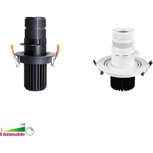 Adjustable Aperture Size LED COB Spotlight 24W 18W Dimmable Convex Mirror Ceiling Down Light 15W 12W For KTV Bar Background Wall