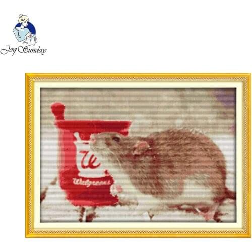 Joy Sunday Rat Patterns Home Decor Diy Painting Counted Print on Canvas 14CT 11CT Cross Stitch Embroidery Kits Needlework Sets