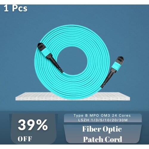 24 Cores Fiber Optic Patch Cord Type B MPO OM3 Polarity B LSZH Jacket Jumper Cable 1/3/5/10/20/30M 1PCS