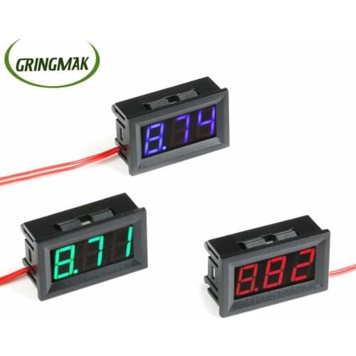AC 30-500V Cars Motorcycles Vehicles LED Digital Display Voltmeter 2 Wire Mini Voltage Meter Volt Tester Panel Red Green Blue