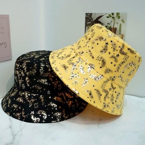 2021 Women Fashion Bronzing Printed Cotton Cap Bucket Hat Outdoor Casual Hip Hop Caps Panama Sunscreen Visor Fisherman Hats