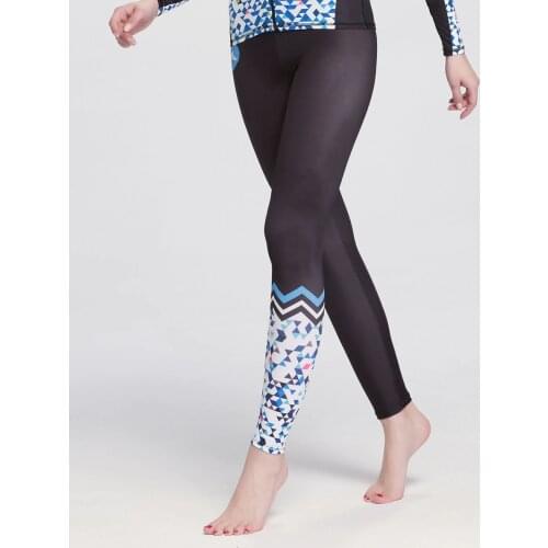 Womens Digital Print Stretchy Ankle Leggings Tights Surfing Leggings Women Swim Tights Swimming Pants Sun Protection Black