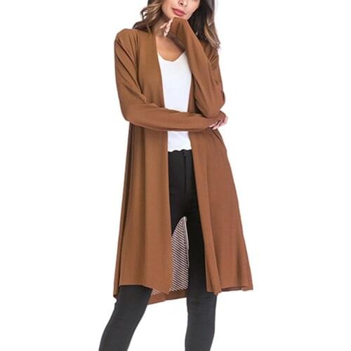 Spring Autumn wild womens trend Fashion personality temperament elegant sweet solid color breathable comfortable long cardigan