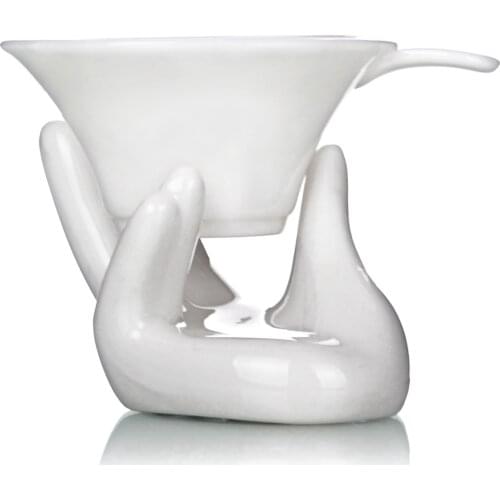1x White Porcelain Fine Mesh Kungfu Tea Funnel Strainer Filter w/ Holder Stand Health Tea Parts Accessories Tools Gifts