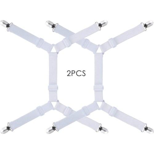 2pcs/lot 4 Corner Long Adjustable Elastic Bed Sheet Holder Mattress Clip Fasteners Cover Blankets Grippers Fixing Non-Slip Strap