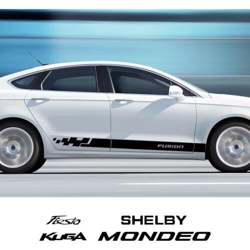 2PCS Car Door Side Sticker For Ford ECOSPORT EDGE ESCAPE EXPLORER Fiesta Fusion GHIA KUGA MONDEO MUSTANG RANGER SHELBY ST TAURUS