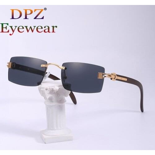 2021 New Luxury Fashion Men Square Frameless Carter Sunglasses Women Vintage Trendy Brand Design Sun Glasses Oculos De Sol 7879