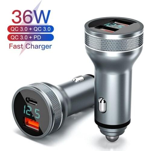LUPWAY USB Car Charger For iphone 12 11 36W Quick Charge 3.0 Fast Charging Charger Auto Type C QC PD 3.0 Mobile Phone Charge