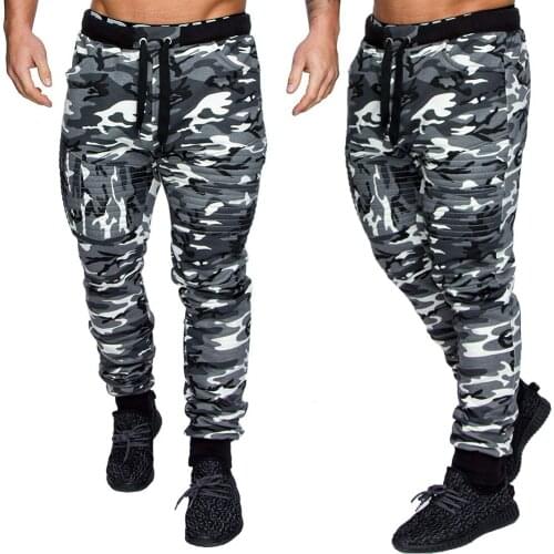 Mens Casual Long Pants Joggers Camouflage Elastic Waist Sport Trousers High-Waist Gym Fitness Slim Long Pants Workout Sweatpant