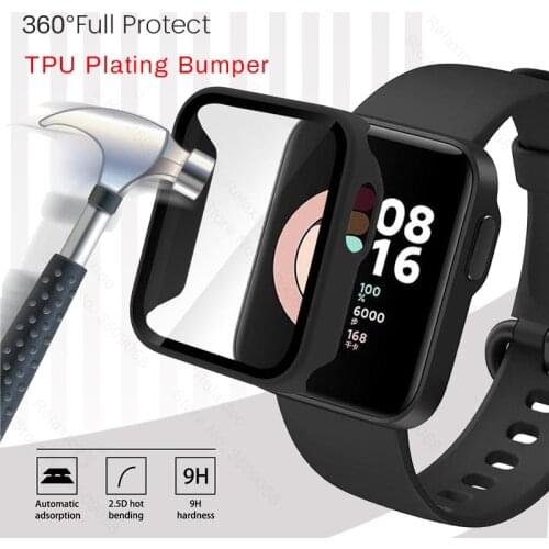 360° Full Protection Plating TPU Bumper Screen Protector Case for Xiaomi Redmi Mi Watch Lite Light Smart Accessories,Not Glass