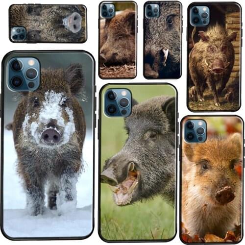 Wild boar Silicone Case For iPhone 12 11 Pro Max 7 8 Plus SE 2020 12 Mini X XR XS Max Back Cover