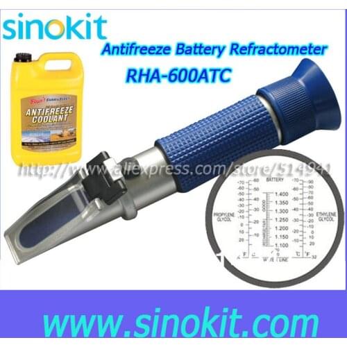 Ethylene Glycol: -70'C-0'C Antifreeze tester or Battery Blue Grip Refractometer RHA-600ATC