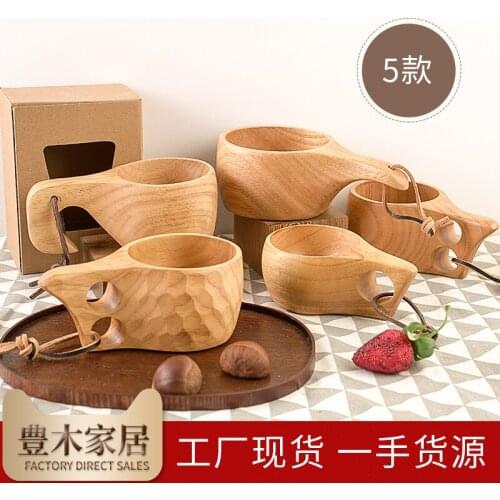 Best selling rubber wooden water cup Japanese wooden milk cup lanyard with wooden cup breakfast cup