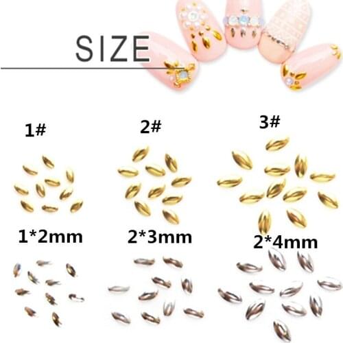 500pcs/pack Japan Korea Nail Art Alloy Rivets Studs Gold Silver Oval Leaf Metal Accessories for Women Photothera Nail Polish DIY