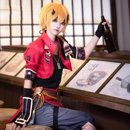 Game Genshin Impact Tohma Cosplay Costume Tohma Cosplay Genshin Impact Costume for Man Halloween Tohma Cosplay Wigs Accessories