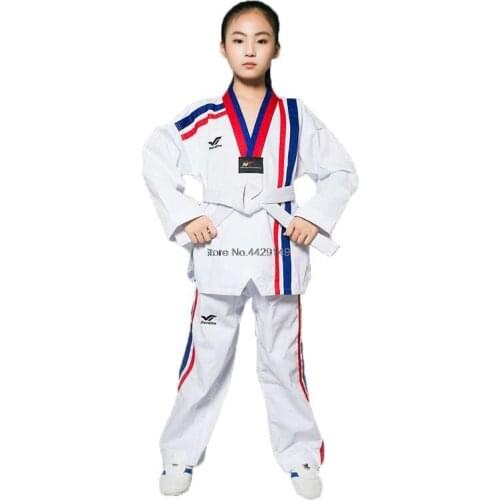 Taoyekma Adult Childrens Taekwondo Suit Long Sleeve Taekwondo Uniform Men Women Tae kwon do Clothing Karate Training Clothes