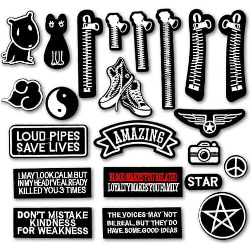 Cool Star Zipper Cat Dog Shoe DIY Embroidered Iron On Patches for Clothing Clothes Stickers Sew On Badges Patch