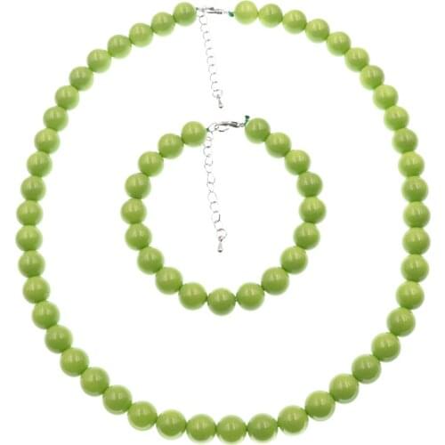 Fashion 19 Colors Beads Jewelry Set for Women Round Strand Necklace Bracelet Baking Paint Glass Girl Choker Gift Accessories B76