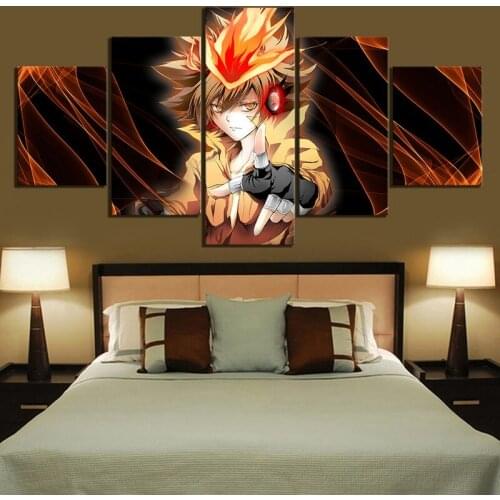 Canvas Wall Art 5 Panel Sawada Tsunayoshi HITMAN REBORN Modular Poster Anime HD Print Pictures Home Decor Living Room Paintings