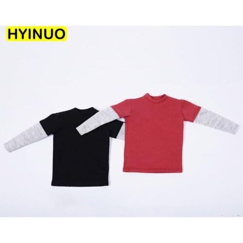 2 Colors 1/6 Scale Men Long Sleeve t-shirt Male Casual Stitching Top Clothes Clothing Set For 12" Action Figure Male Body