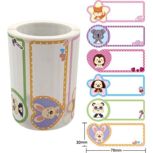 250 Pcs/roll 7.6x3Cm Cartoon Blank Stickers for Waterproof Writing Stickers for Food Box Storage Box Stationery Seal Labels
