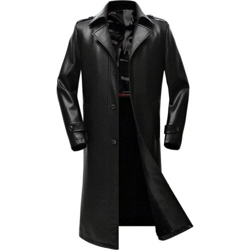 2020 New Fashion Autumn winter Male Leather Jacket Plus Size 3XL 4XL long Black Brown Mens Coats Leather Biker Jackets