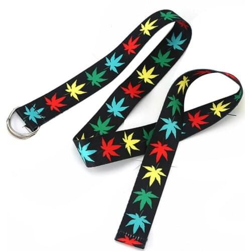 Unisex canvas belt fashion printed long waist strap punk style double ring buckle jeans trousers waistband Decoration Accesories