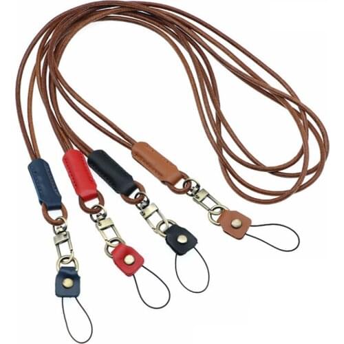 Handmade Lanyard Mobile Phone Straps Geniune Leather Cowhide Necklace Strap String Camera Keycord Portable Keys Keychain