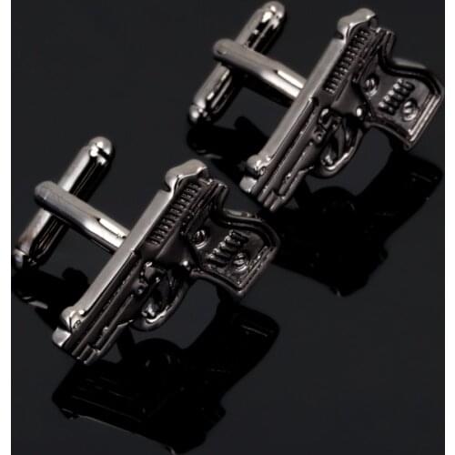Luxury Fashion cufflinks for mens Brand Stainless Steel Gun black pisto cuff links High Quality abotoaduras Jewelry