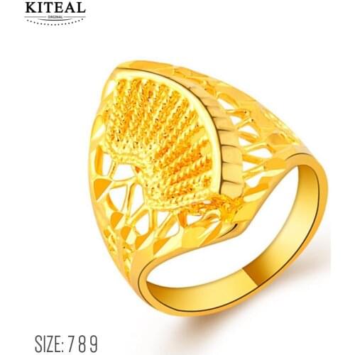 Vintage 24K pure gold color wedding rings angle wings hollow Big finger ring size 6 7 8 9 prices in euros sport