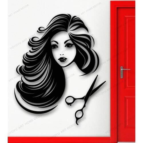 YOYOYU Barber Shop Window Pinturas Murais Wallpaper Decal Hot Sexy Girl Beauty Hair Salon Spa Removable Wall stickers Mural WQ13