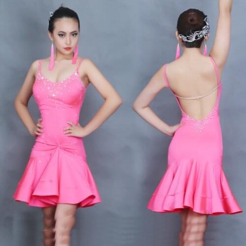 2018 Standard Women Latin Dress Sexy Tassel Skirt For Women Newest Beauty Pink Lady Feminine Ballroom Dance Costumes B218