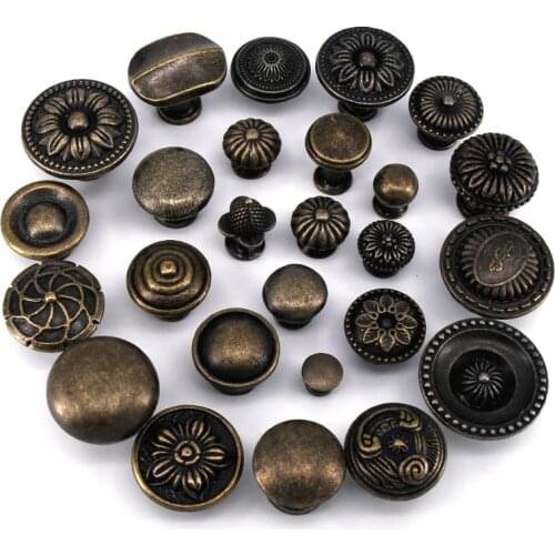 1x Zinc Alloy Kitchen Cupboard Door Antique Handles Cabinets Furniture Hardware Vintage wooden Box Drawer Knobs Pulls