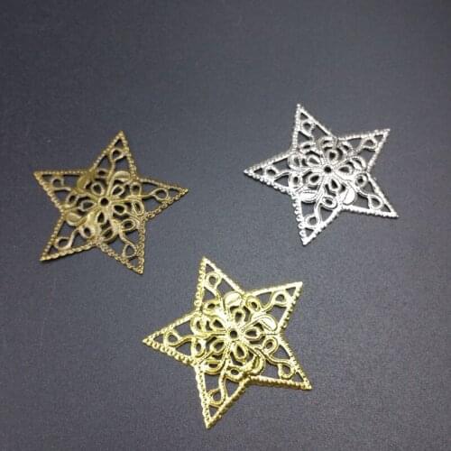 20 pieces/lot32mm metal Filigree Pentagram Wrap Connector Jewelry DIY Components