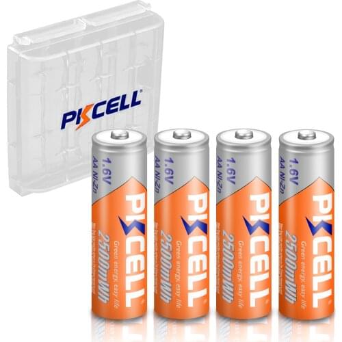 4Pcs NIZN Rechargeable Batteries AA 2500mWh 1.6V highest 1.8v NI-ZN Batteries and Battery Hold Case boxes