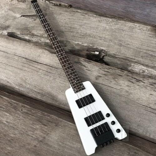 White Color 4 string Headless Electric Bass guitar Rosewood Fingerboard Headless Bass Black Hardware