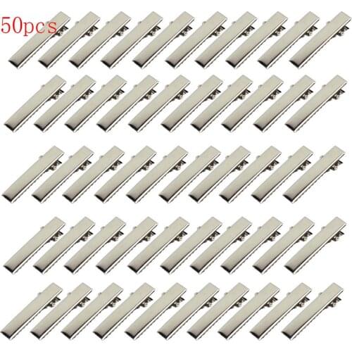 50pc Silver Flat Metal Single Prong Alligator Hair Clips Barrette Hairpins For Bows DIY Accessories Hair pin Hairdressing Tools