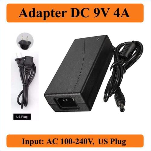 9V 4A US Plug AC DC Adapter AC 100-240V Converter to DC 9V 4000mA Switching Power Supply Chargers 5.5mm x 2.1-2.5mm Jack