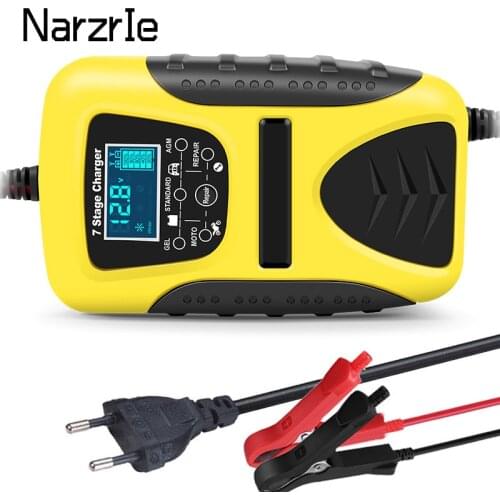 Automatic Smart Auto Battery Charger 12V 7A 7-stage Car Battery Charger for Car Motorcycle Pulse Repair Charger LCD Display